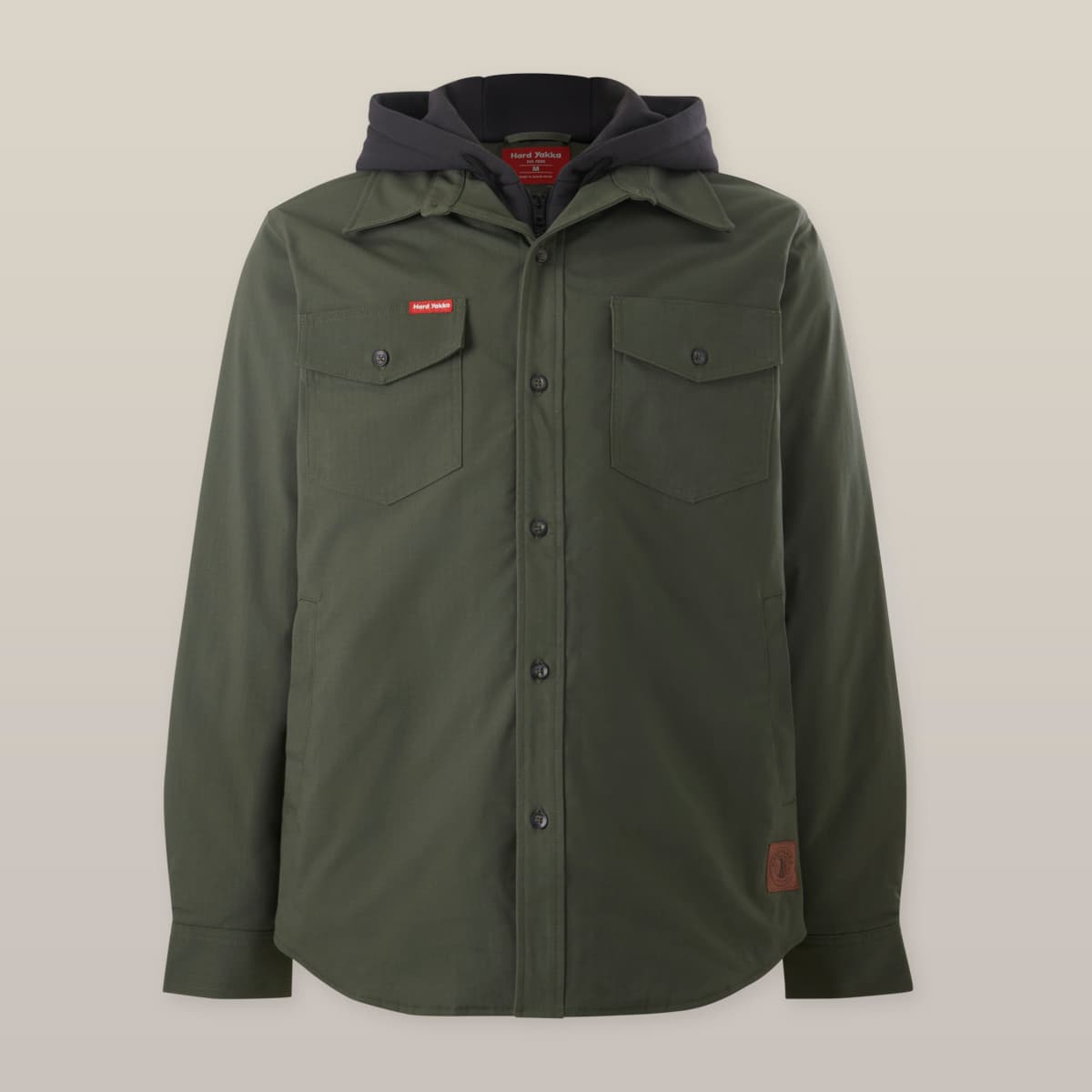 Hard Yakka Mens Quilted Solid Shacket (Military Green)