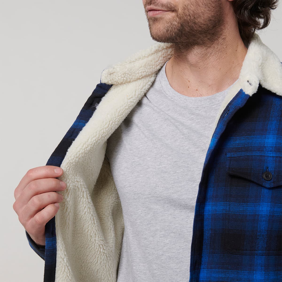 Hard Yakka Trucker Sherpa Jacket (Blue Knight)_8