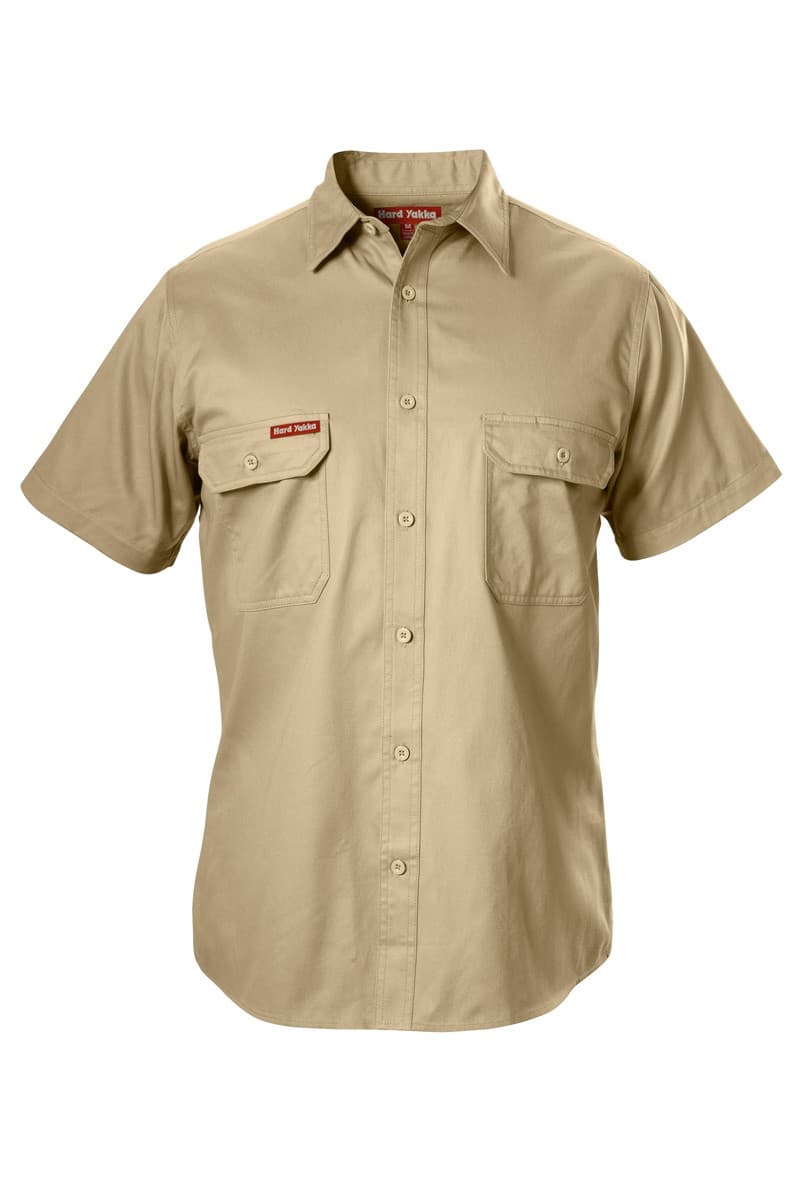 Hard Yakka Foundations Cotton Drill Short Sleeve Shirt (Khaki)