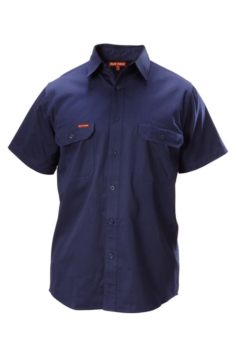 Hard Yakka Foundations Cotton Drill Short Sleeve Shirt (Navy)