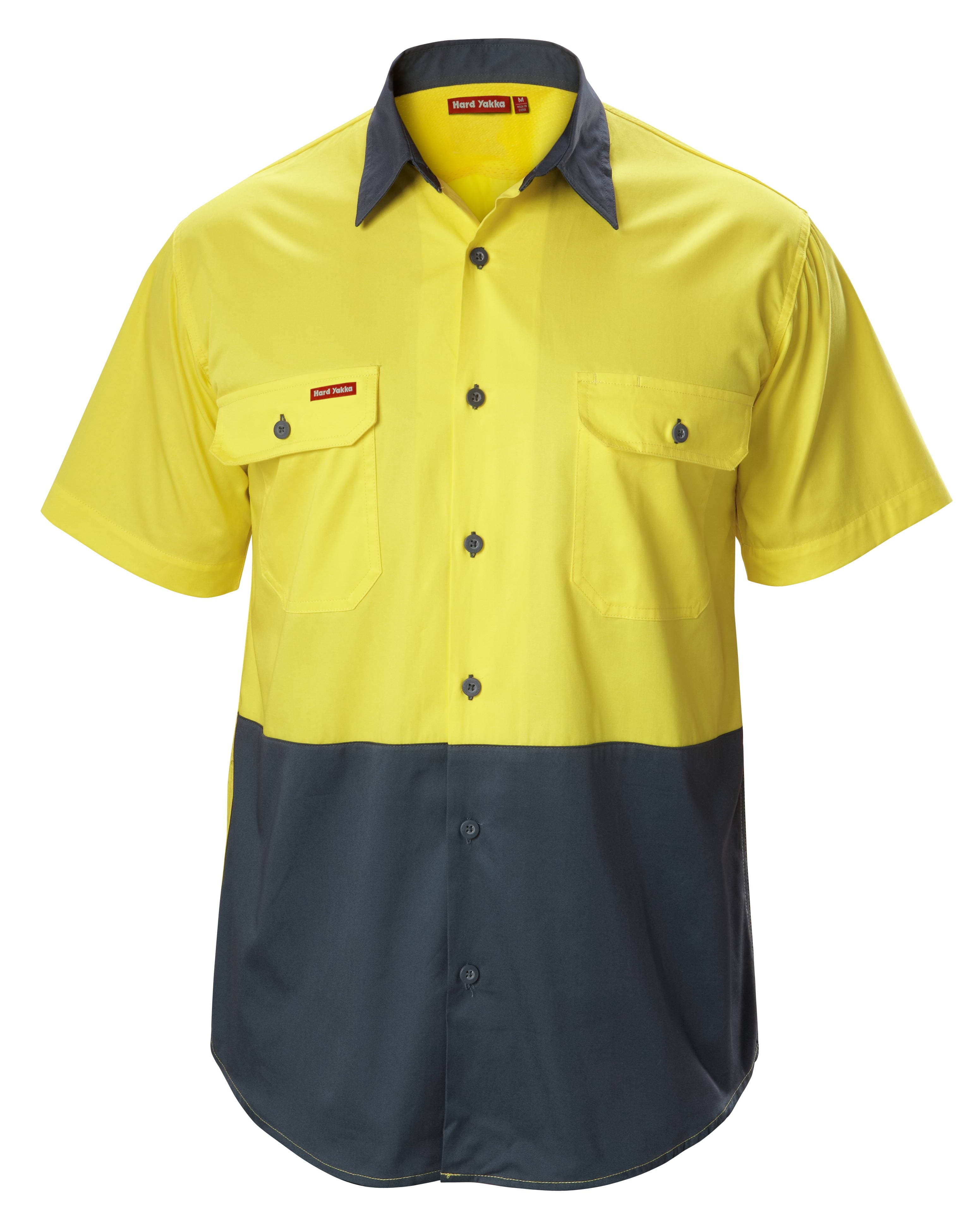 Hard Yakka Koolgear Hi-Visibility Two Tone Cotton Twill Ventilated Shirt Short Sleeve (Yellow/Green)