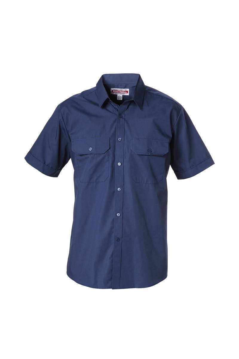 Hard Yakka Foundations Poly Cotton Permanent Press Short Sleeve Shirt (Navy)