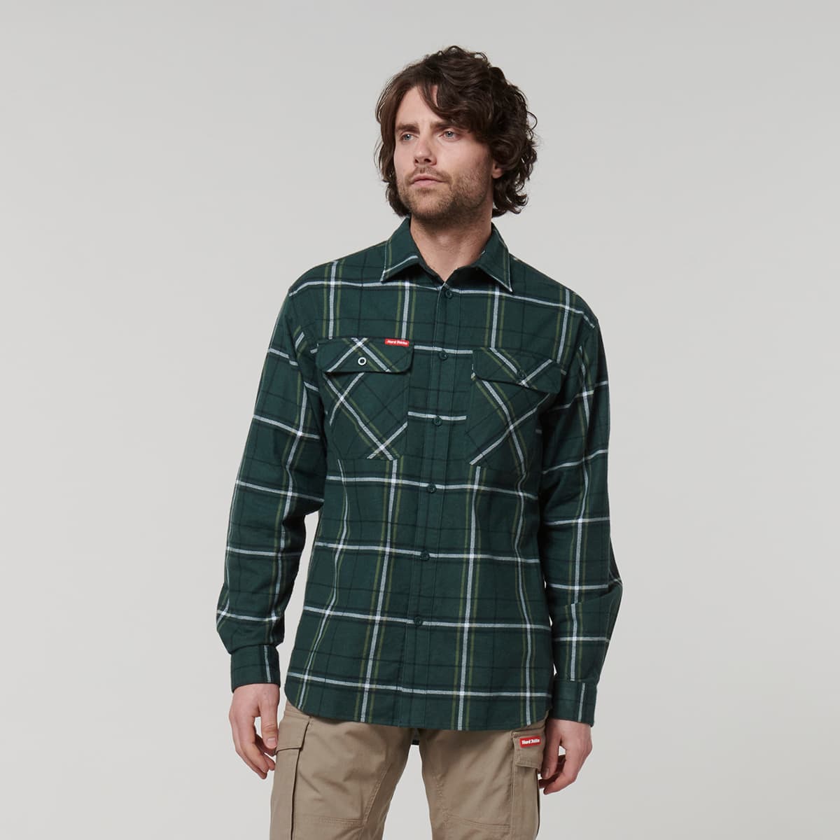 Hard Yakka Core Mens Long Sleeve Check Flannel (Green Check)_1