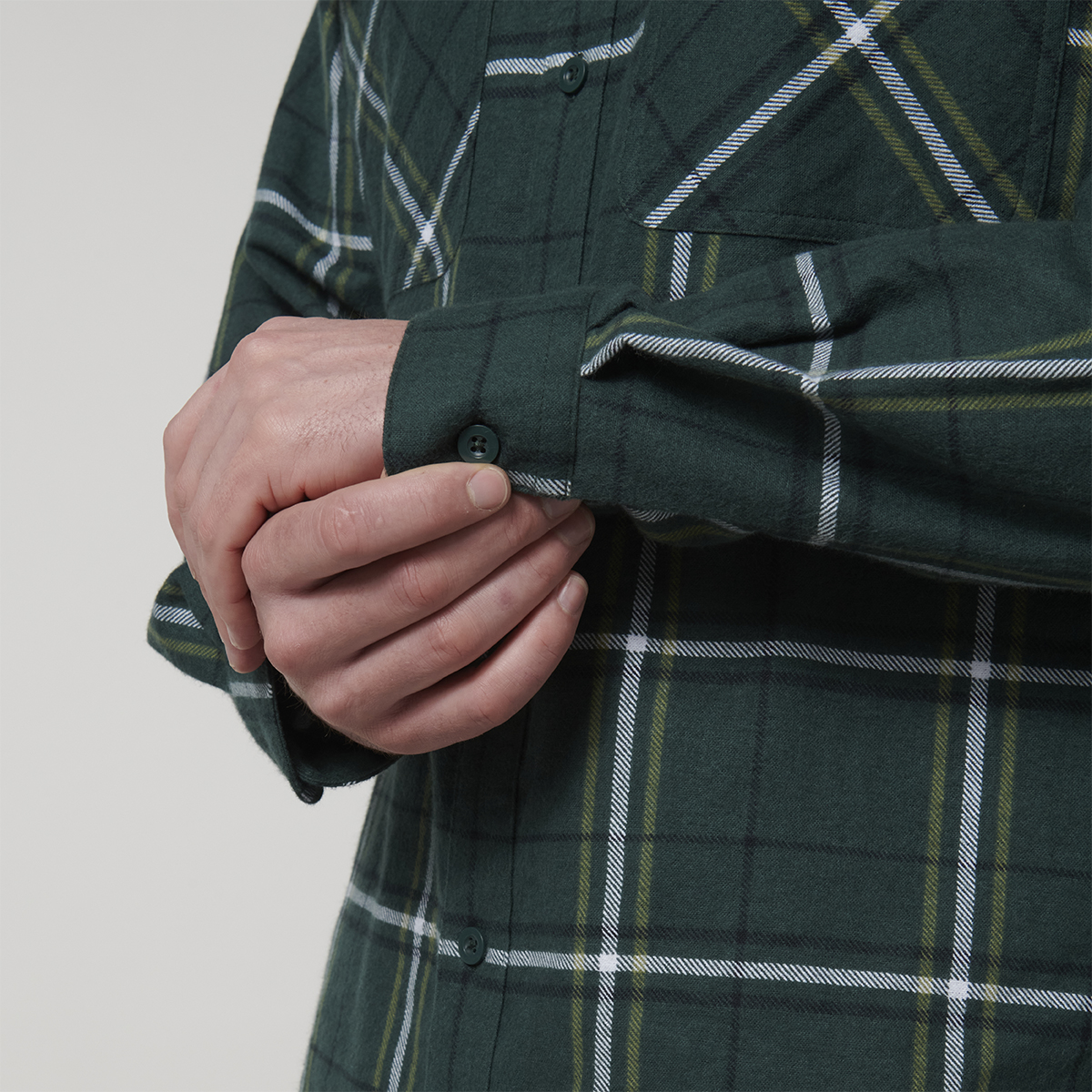 Hard Yakka Core Mens Long Sleeve Check Flannel (Green Check)_7