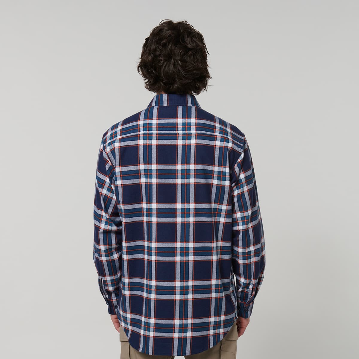 Hard Yakka Core Mens Long Sleeve Check Flannel (Navy/Orange Check)_5