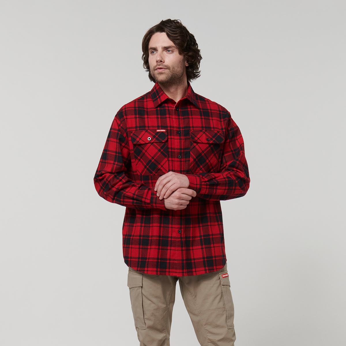 Hard Yakka Core Mens Long Sleeve Check Flannel (Red Check)_1