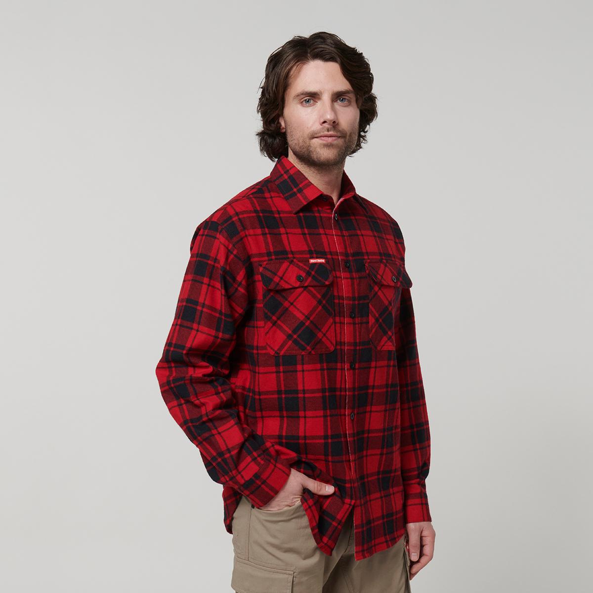 Hard Yakka Core Mens Long Sleeve Check Flannel (Red Check)_4