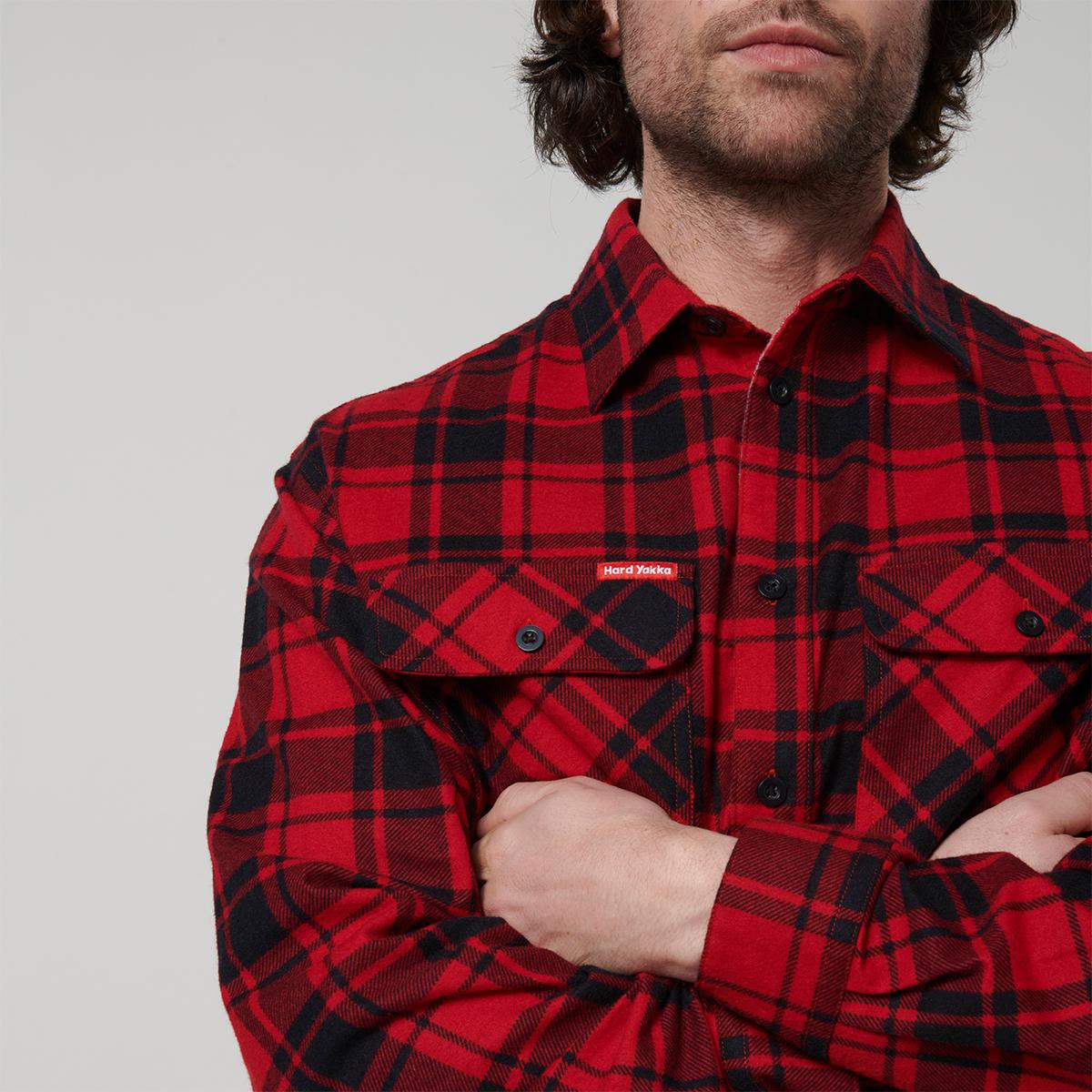 Hard Yakka Core Mens Long Sleeve Check Flannel (Red Check)_7