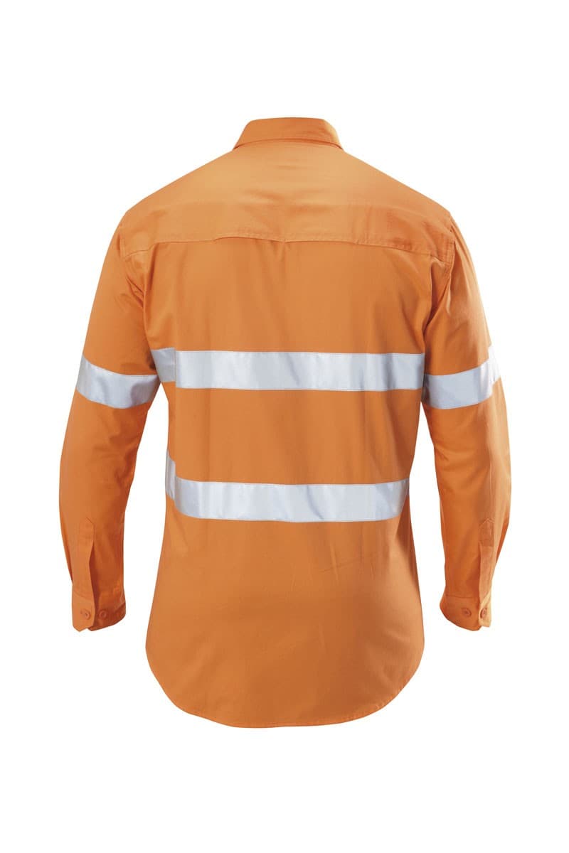 Hard Yakka Koolgear Hi-Visibility Cotton Twill Ventilated Shirt With Tape Long Sleeve (Safety Orange)_1
