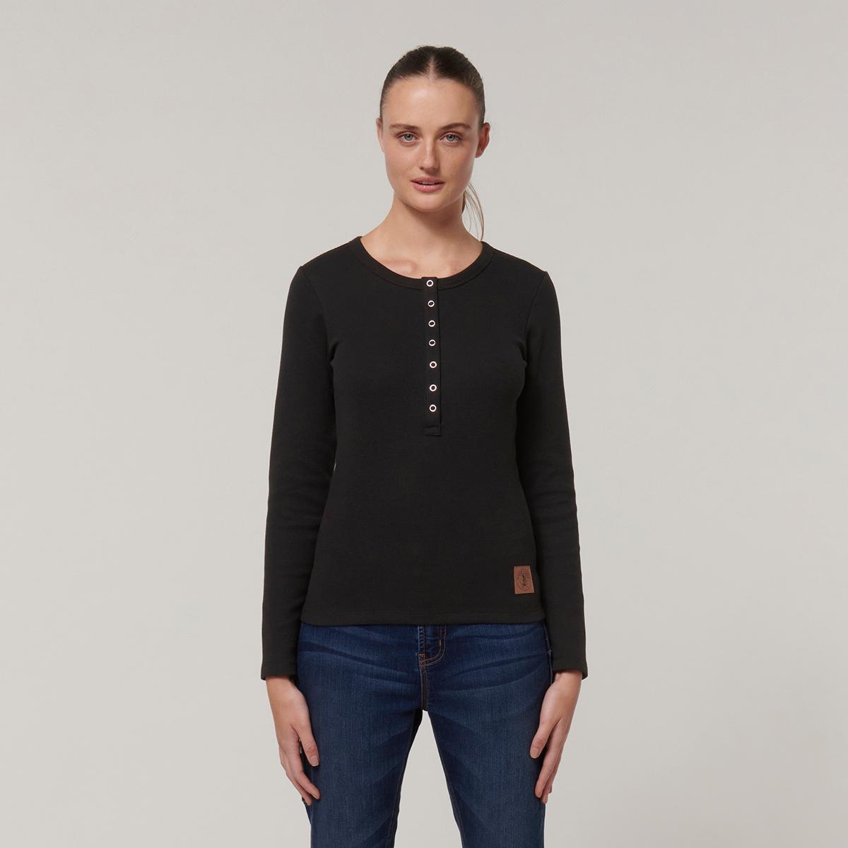 Hard Yakka Womens Henley (Black)_2