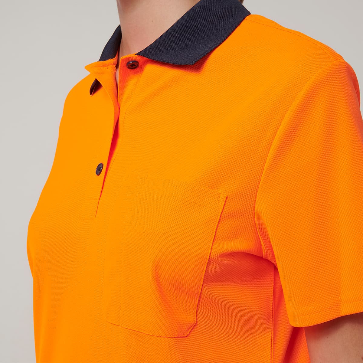 Hard Yakka Womens Short Sleeve Hi Vis Polo (Orange/Navy)_6