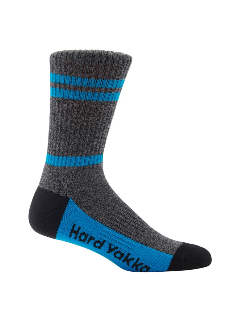 Hard Yakka Womens 3 Pack Crew Socks (Blue/Black/Marle)