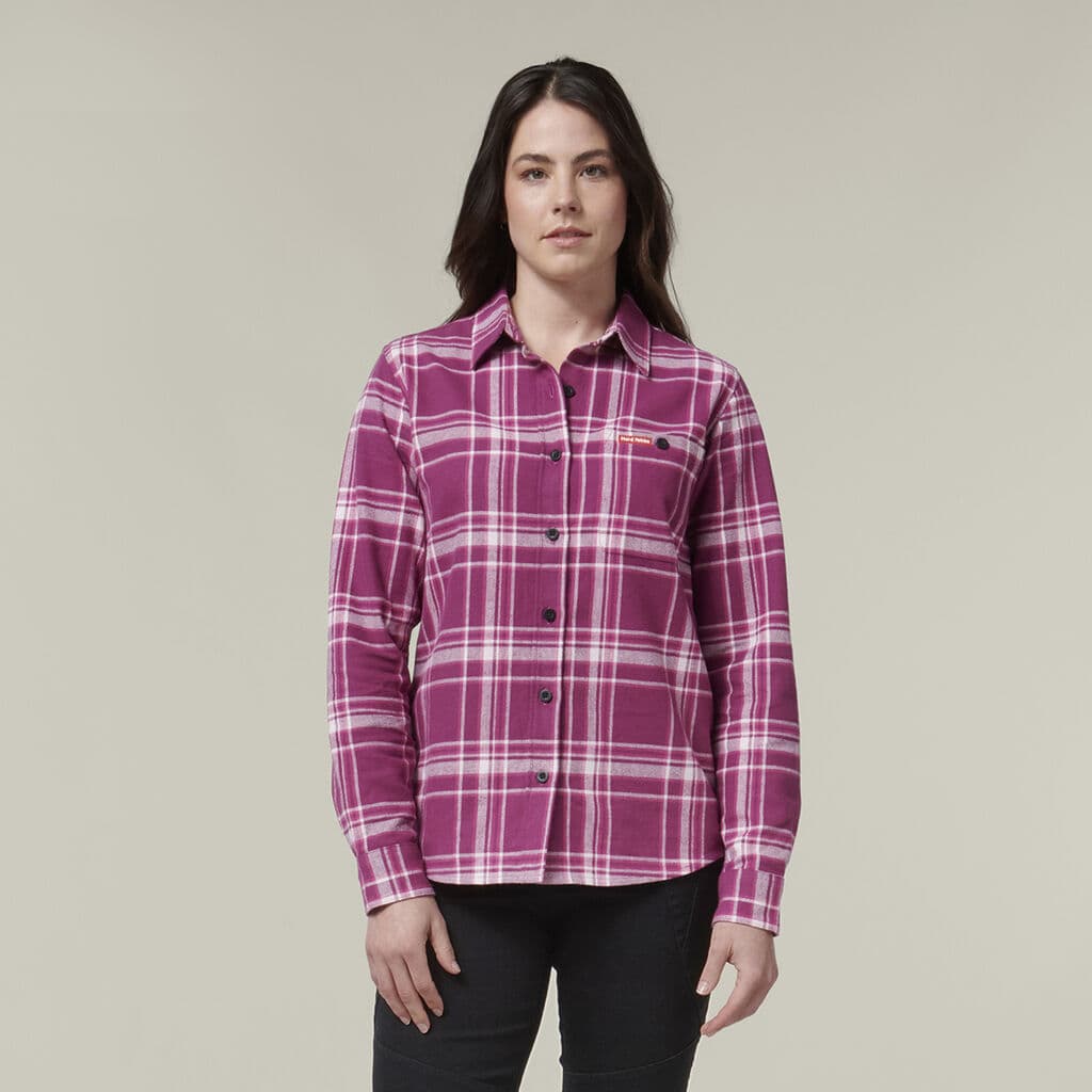 Hard Yakka Womens Check Flannie (Plum)