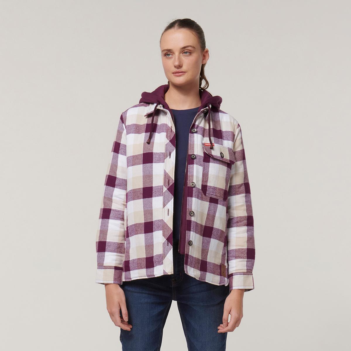 Hard Yakka Womens Quilted Shacket (Potent Purple)_4