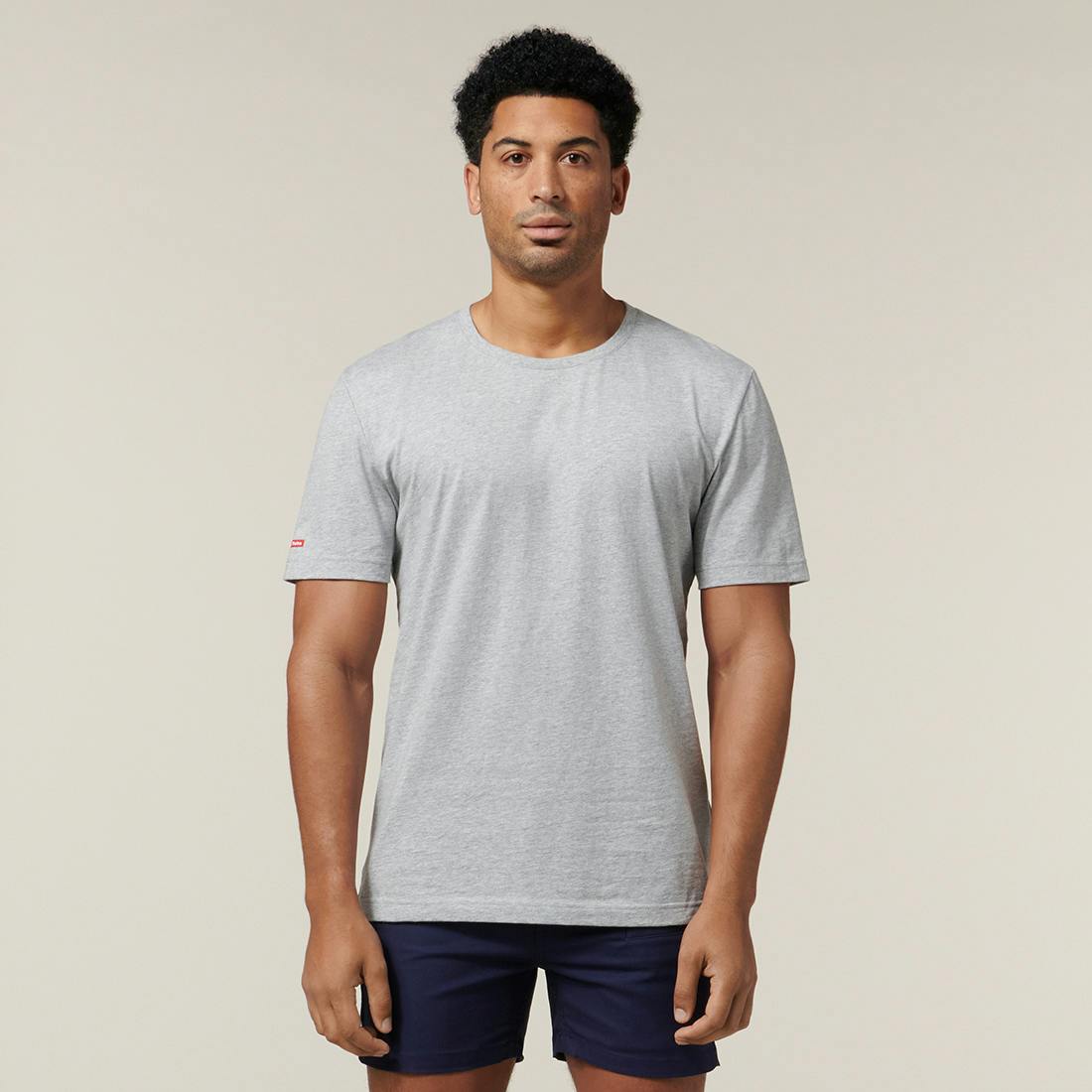 Hard Yakka Foundations Crew Neck T-Shirt (Light Grey Marle)