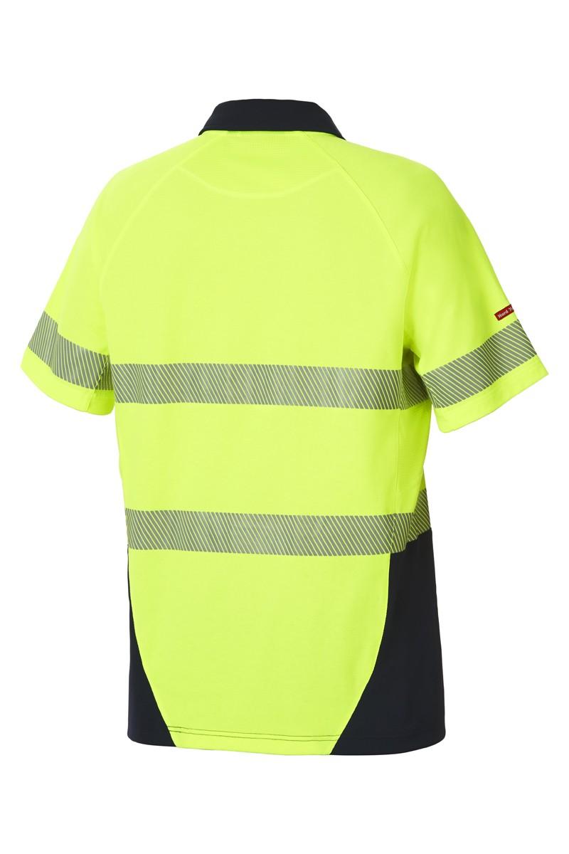 Hard Yakka Koolgear Hi-Visibility Two Tone Short Sleeve Ventilated Polo With Segmented Tape (Lemon/Dark/Navy)_1