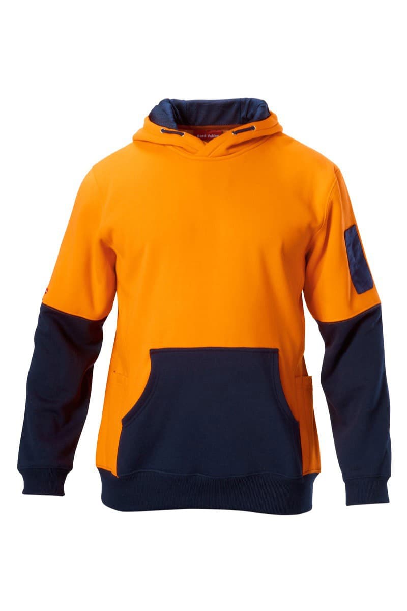 Hard Yakka Foundations Hi-Visibility Two Tone Brushed Fleece Hoodie (Orange/Navy)