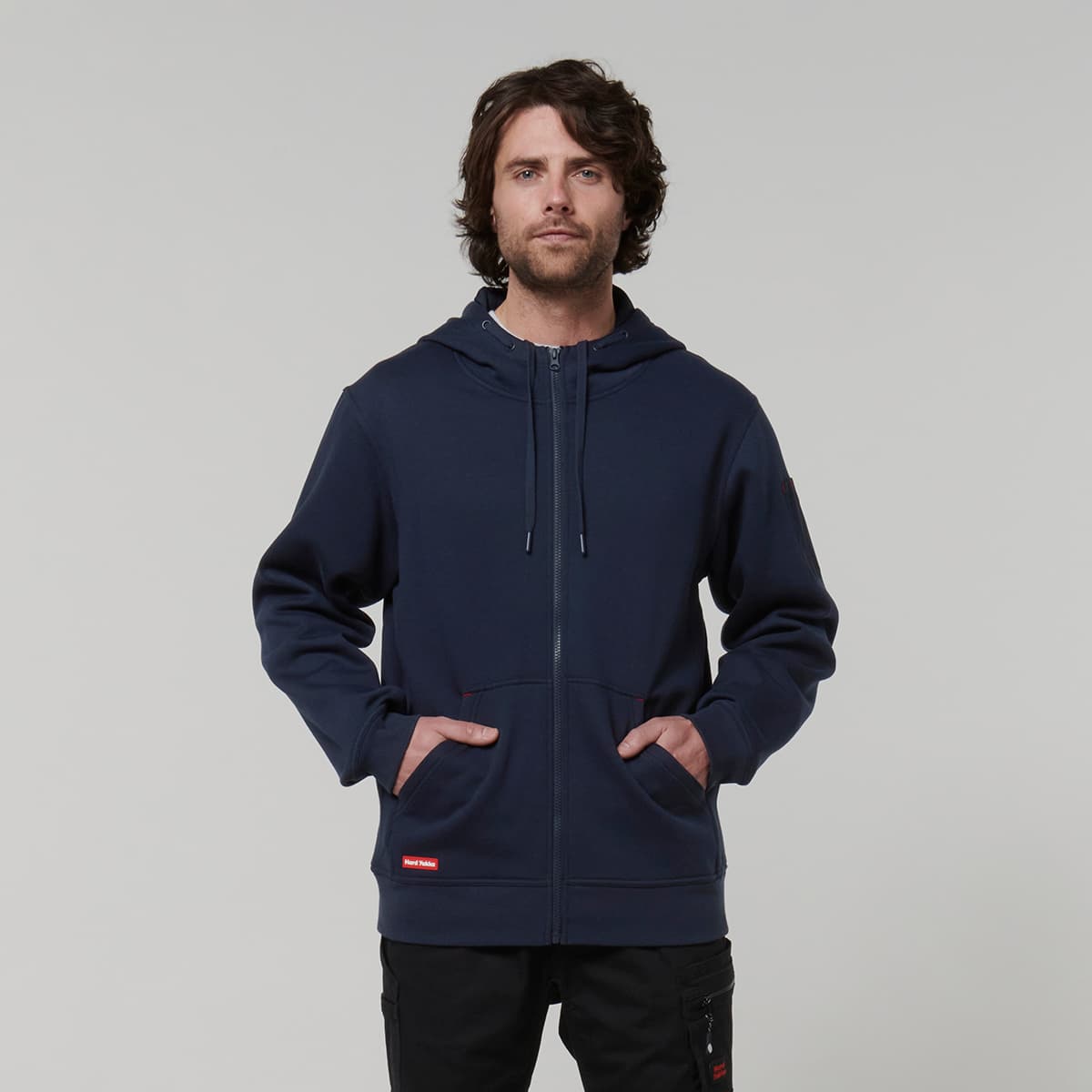 Hard Yakka Core Mens Fleece Zip Hoodie (Navy)