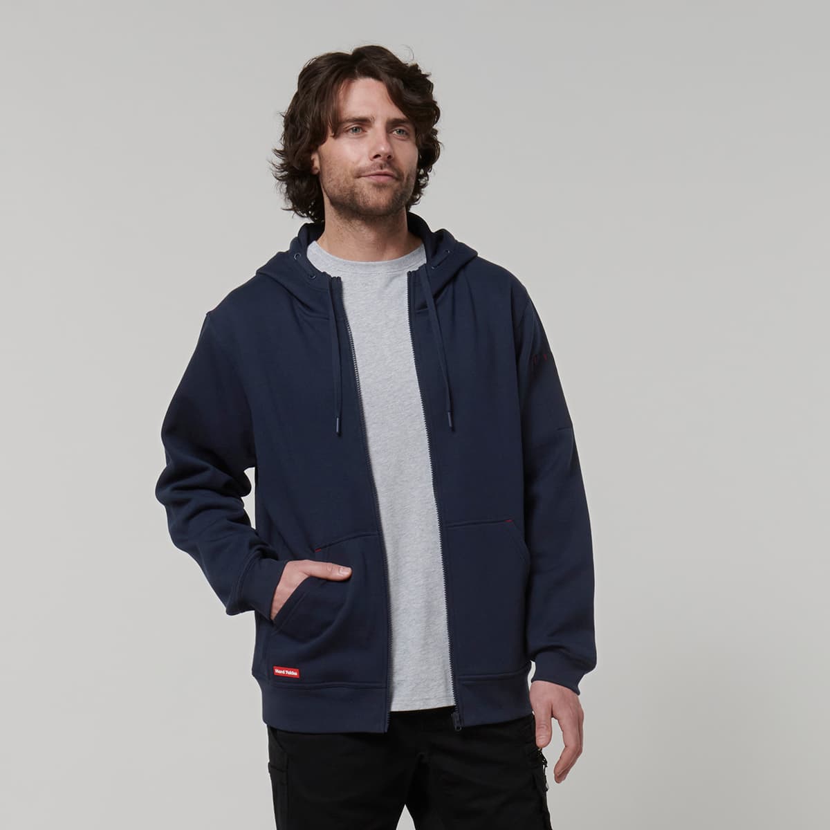 Hard Yakka Core Mens Fleece Zip Hoodie (Navy)_2