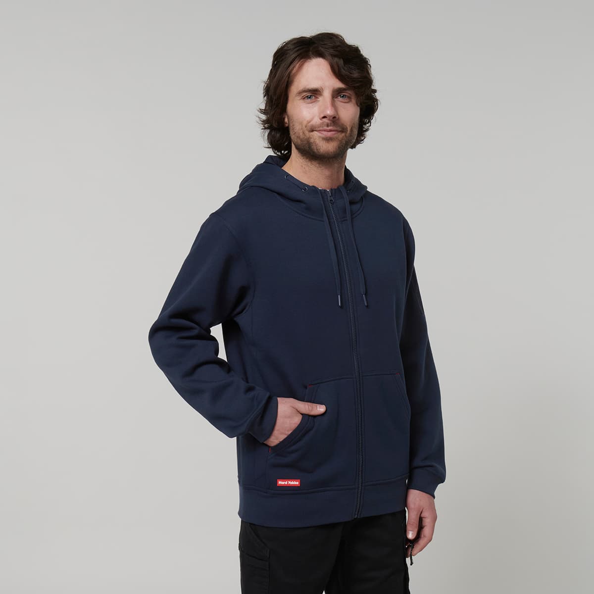 Hard Yakka Core Mens Fleece Zip Hoodie (Navy)_5