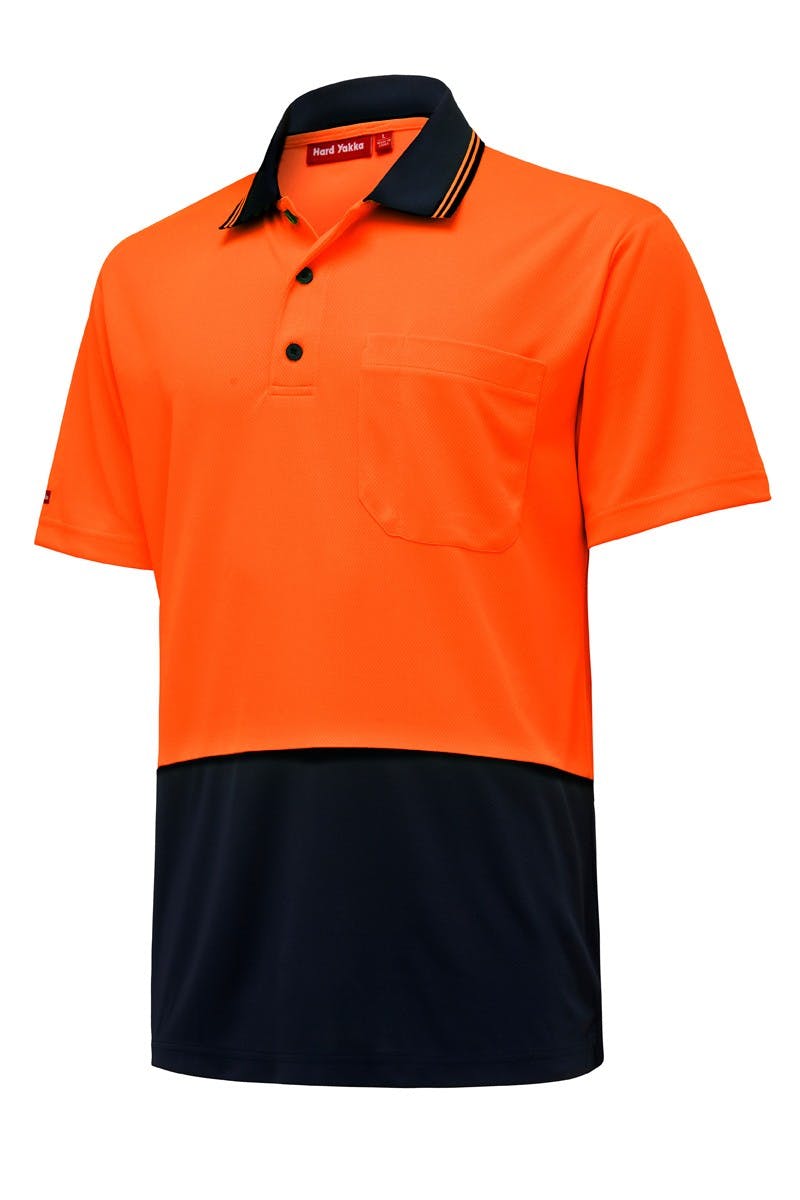 Hard Yakka Hi Vis 2 Tone L/Sl Micro Mesh Polo Y19605 (Orange/Navy)_0