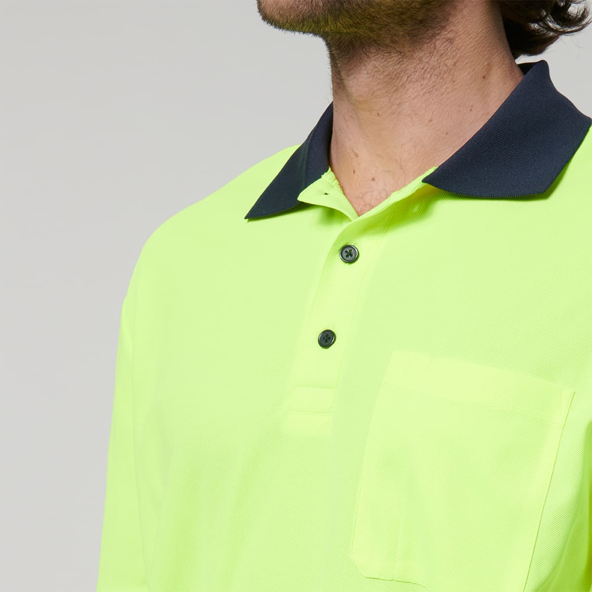 Hard Yakka Mens Short Sleeve Hi Vis Polo (Yellow/Navy)_8