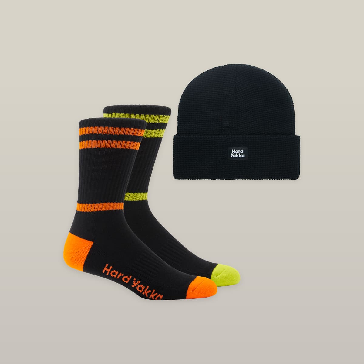 Hard Yakka 2 pack Sock and Beanie Bundle (Black)