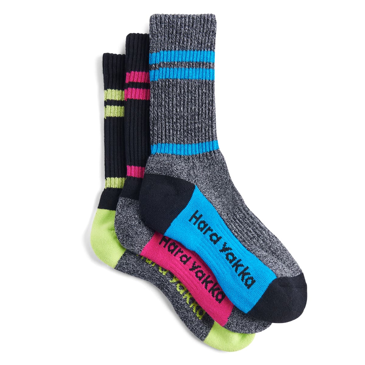 Hard Yakka Womens Crew 3 Pack Work Socks (Multi-Colour)