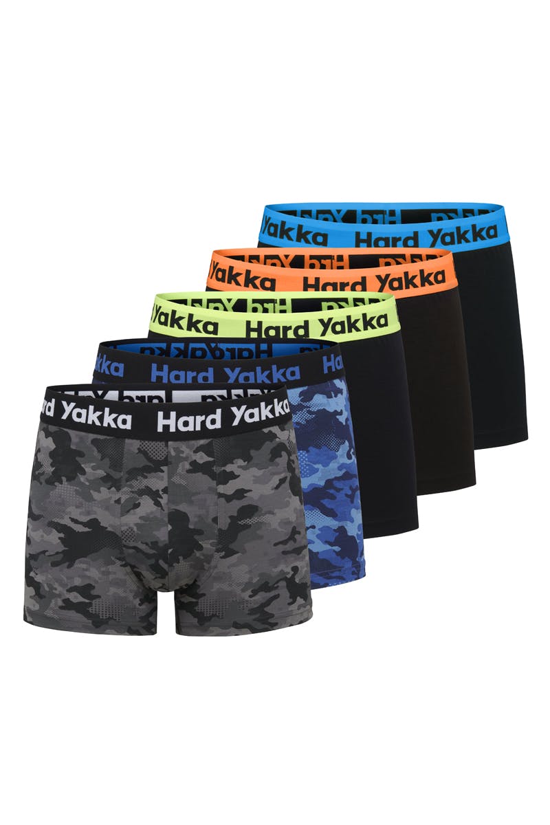 Hard Yakka Cotton Trunk 5 Pack (Black/Camoflage)_0