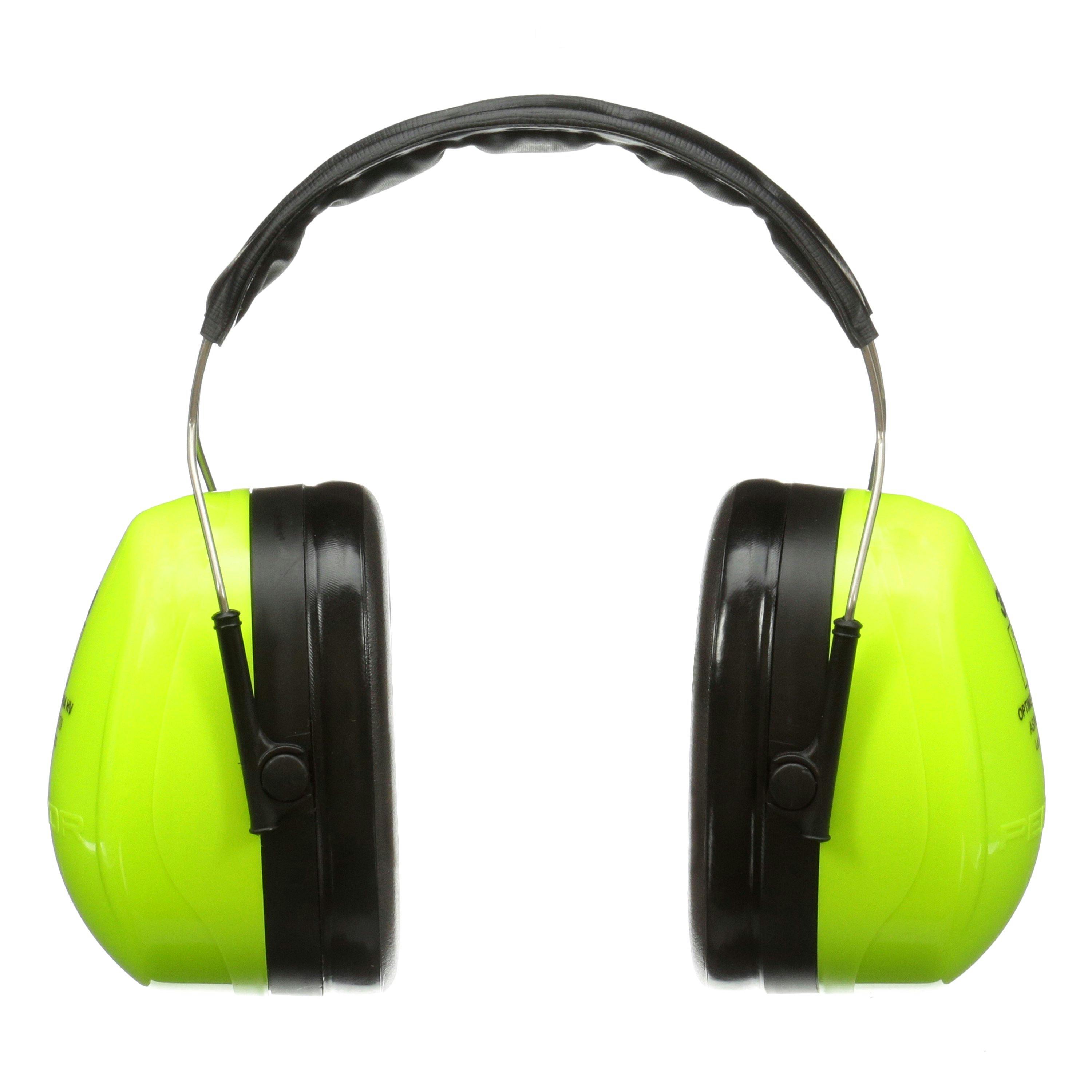 3M™ PELTOR™ Optime™ III High Visibility Headband Format Earmuff H540AHV, Green, Class 5 SLC80 33dB, 10 ea/Case_0