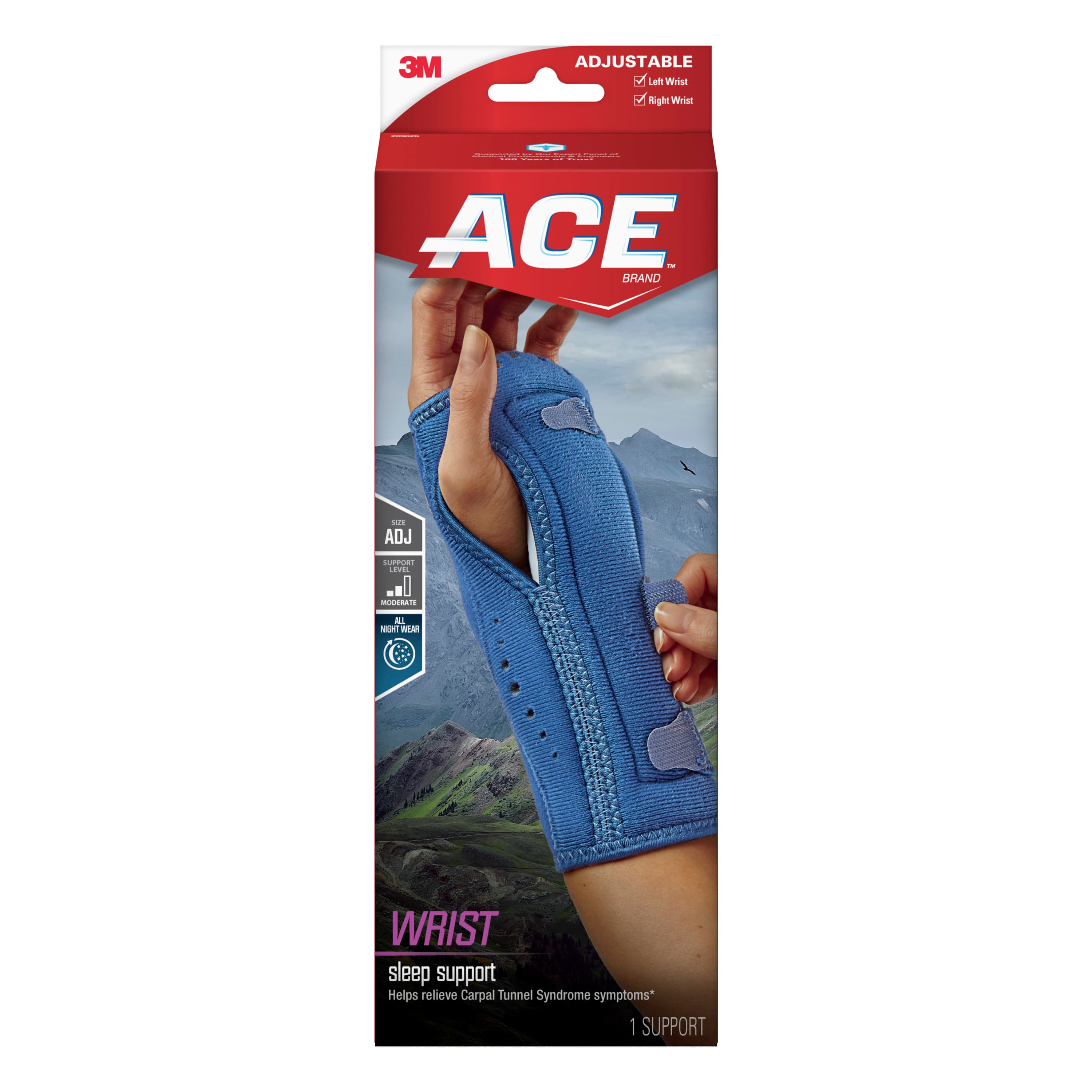 ACE Night Wrist Sleep Support 209626, One Size Adjustable