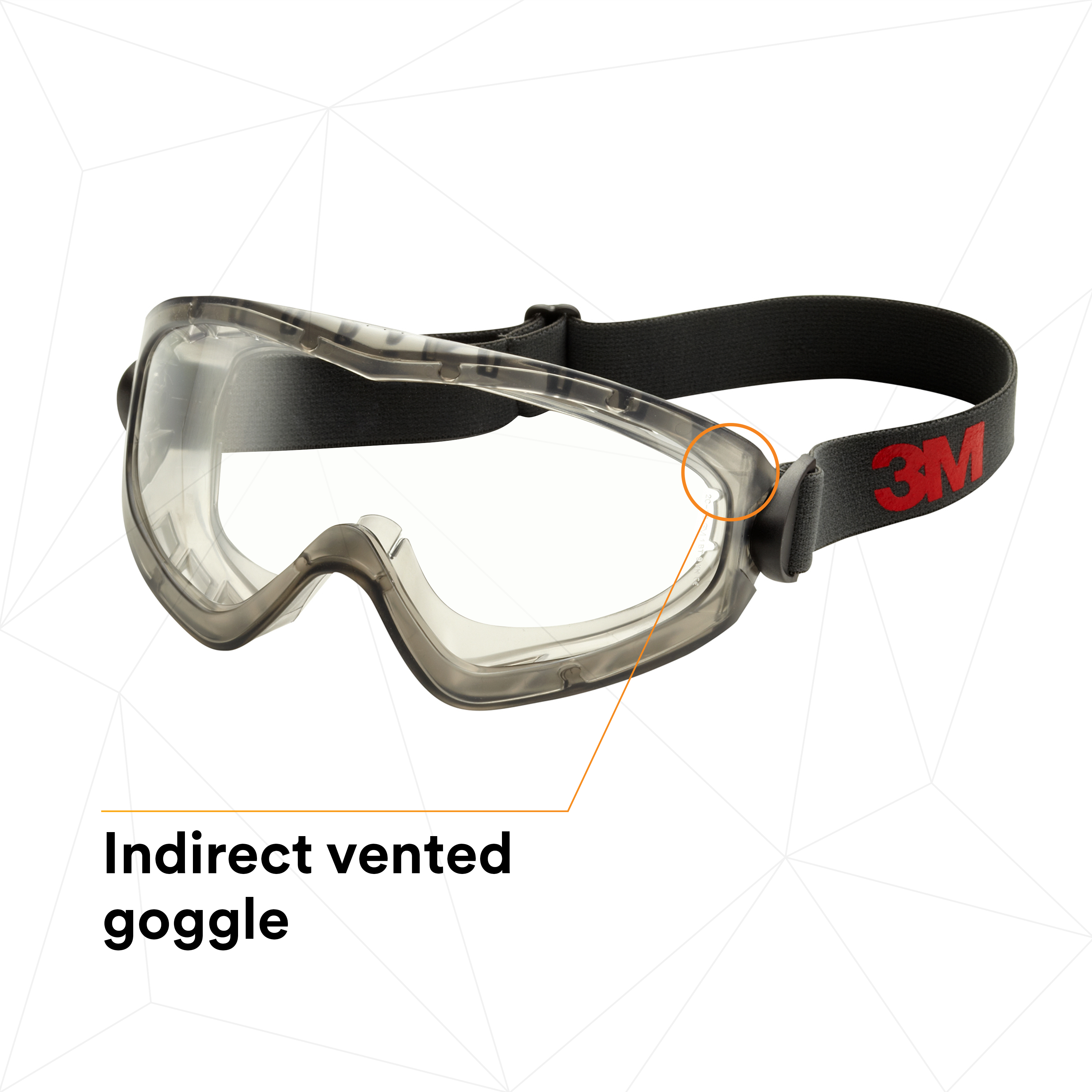 3M™ GoggleGear™ GG2891-SGAF, Indirect Vent, Clear SGAF Lens, 10 ea/case