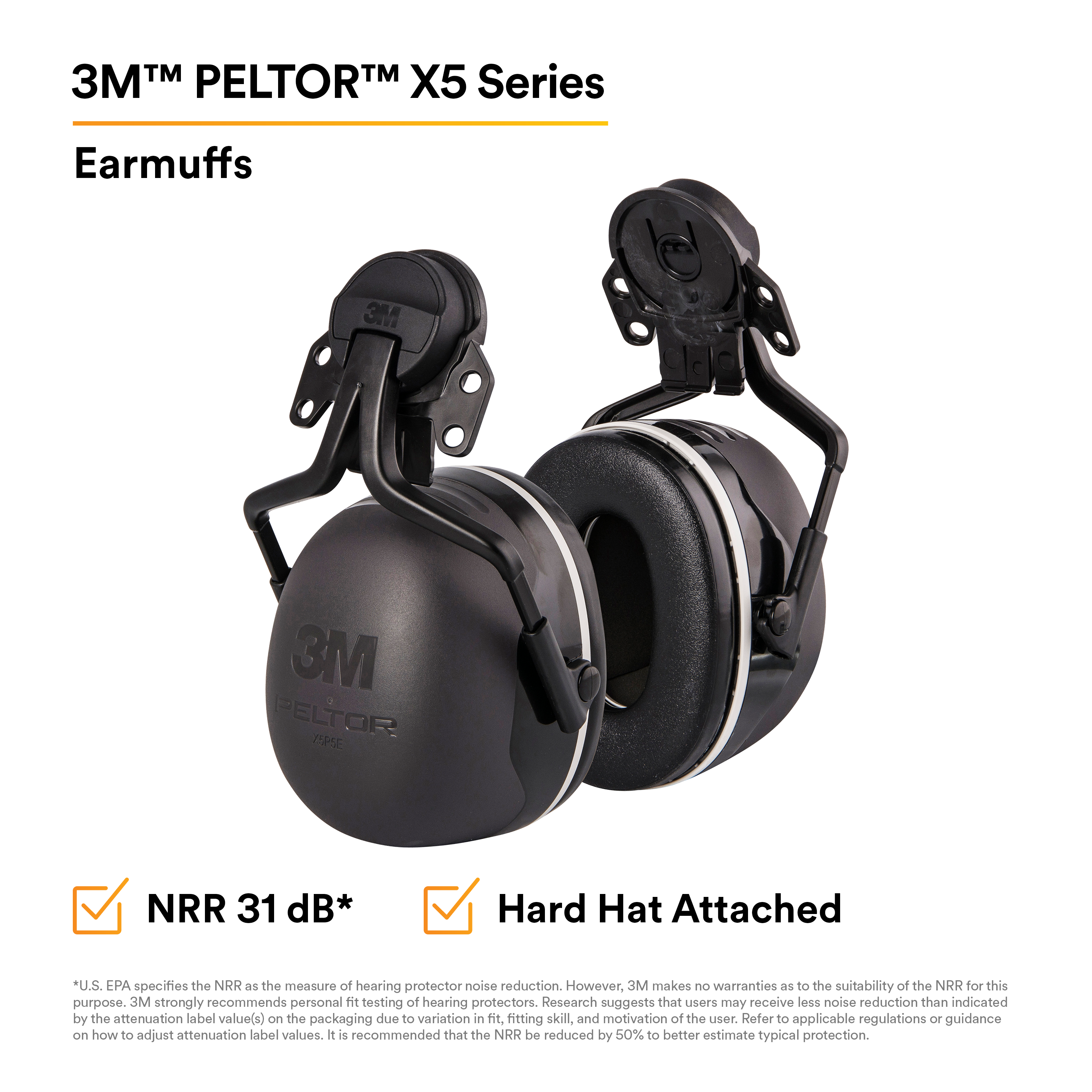 3M™ PELTOR™ Hard Hat Attached Electrically Insulated Earmuffs X5P5E, 10_2