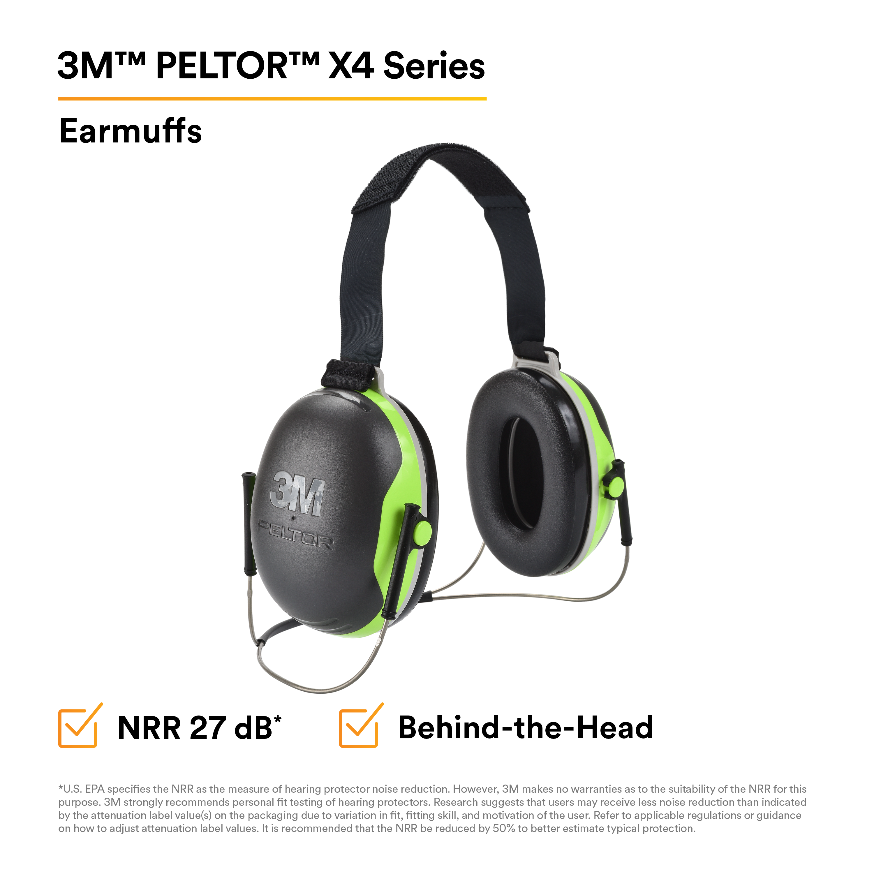 3M™ PELTOR™ X4 Earmuffs X4B, Behind-the-Head, 10 EA/Case_0