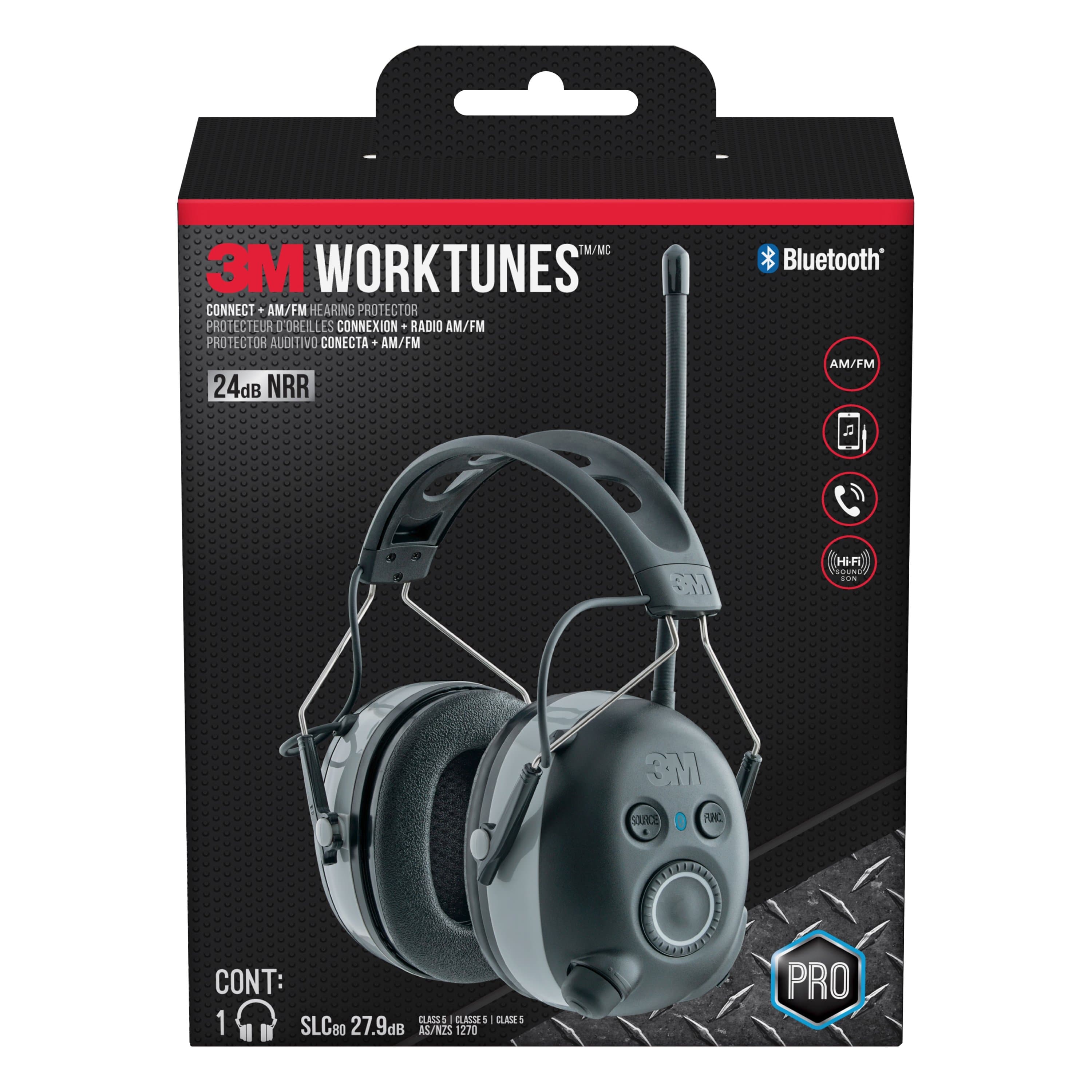 3M WorkTunes Connect + AM/FM Hearing Protector with Bluetooth Technology, 90542H1-DC-PS