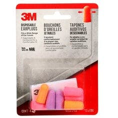 3M™ Disposable Earplugs, 92050H4-DC, Multicolor, 4 pairs/pack, 10