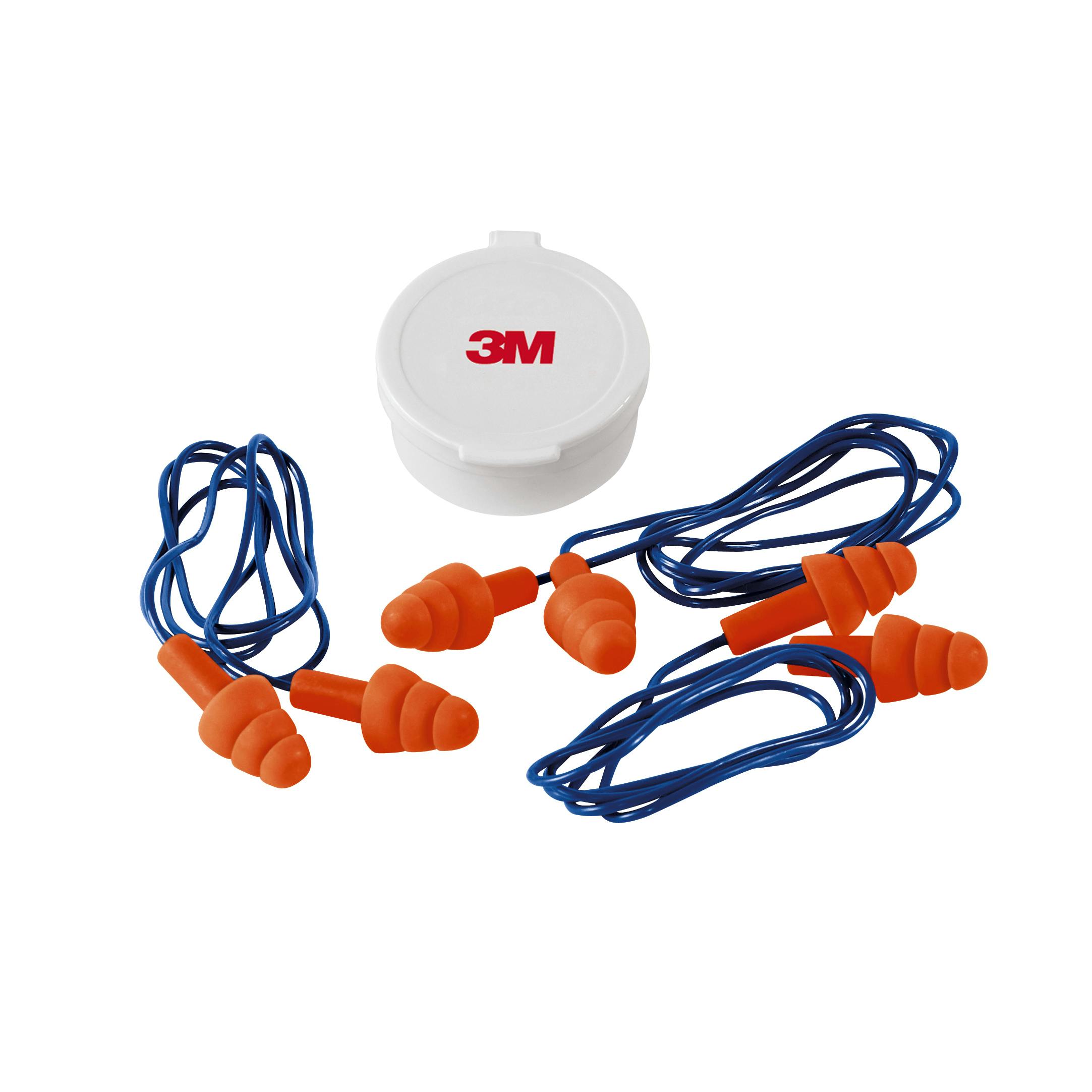 3M™ Corded Reusable Earplugs, 90716H3-DC, 3 pairs with case per pack, 10_3