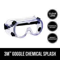 3M™ Goggle Chemical Splash, 91252H1-DC-14, Black Strap, Clear Lens,_0