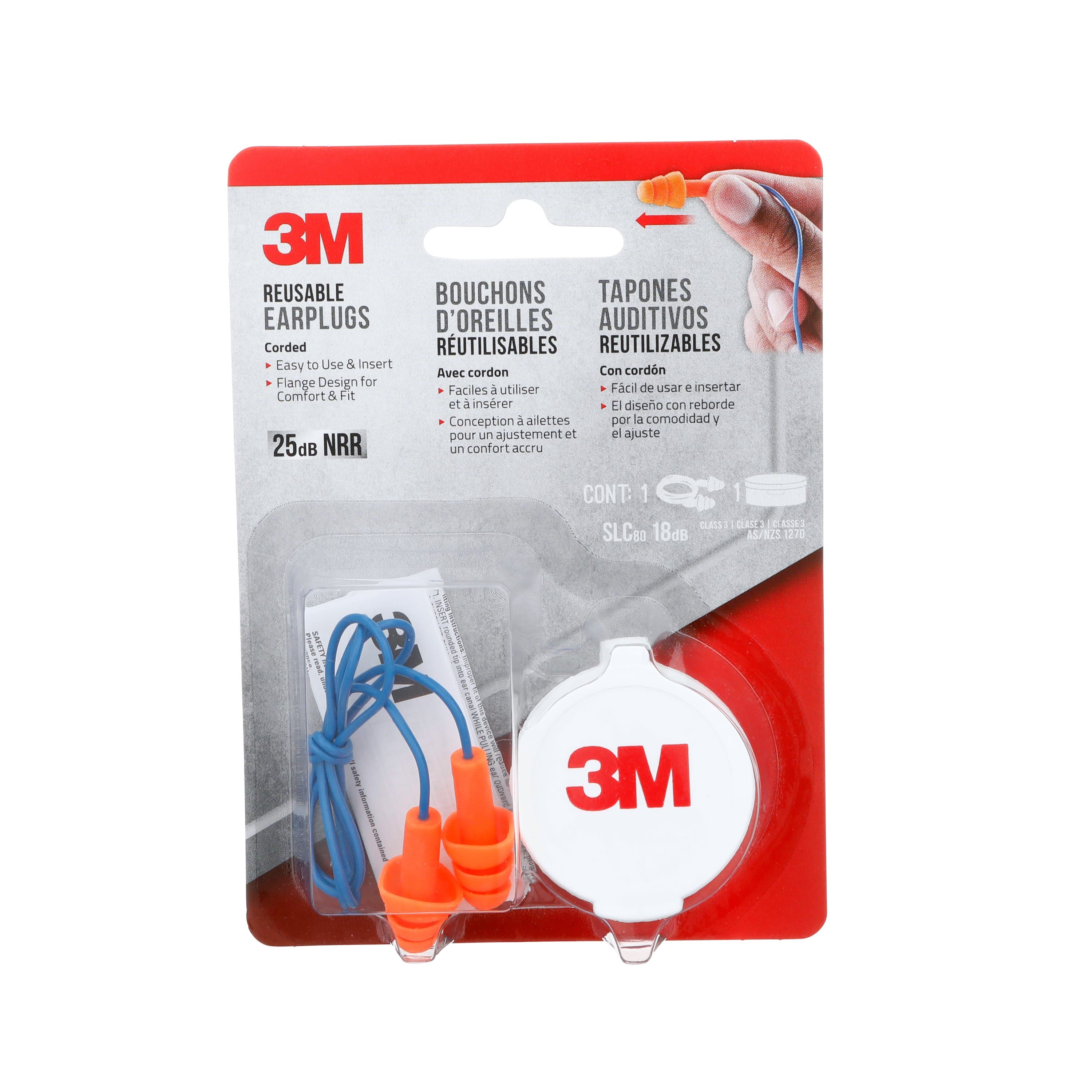 3M Corded Reusable Earplugs, 90586H1-DC