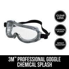 3M™ Professional Goggle, Chemical Splash, 91264H1-DC, Black Strap, Gray_0