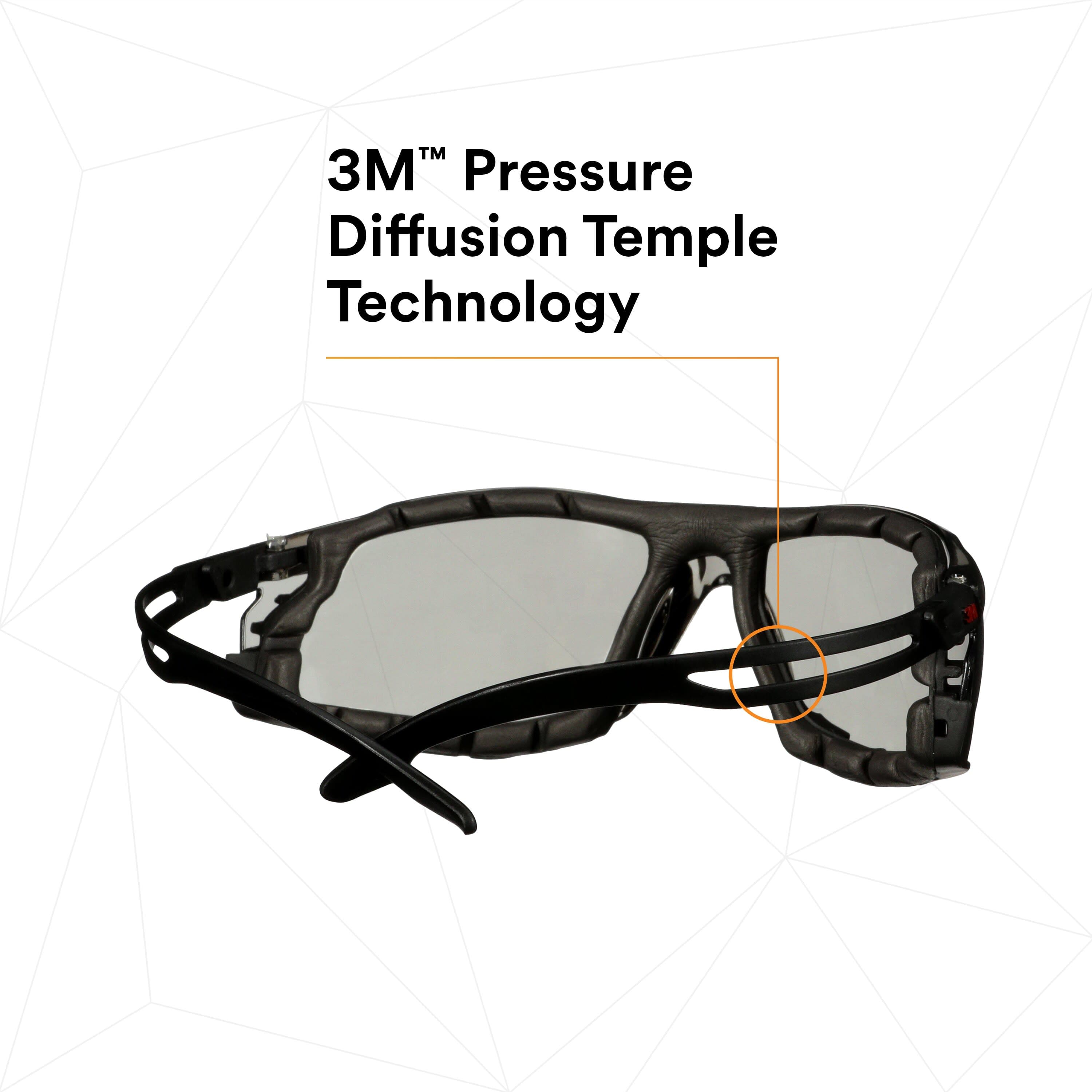 3M SecureFit 500 Series SF507SGAF-BLK-FM, Black, Scotchgard Anti-Fog Coating, IO Gray AF-AS Lns, Fm Gskt