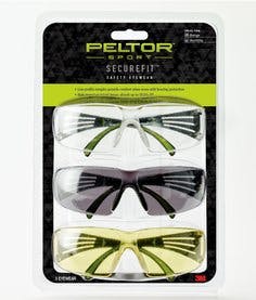 Peltor™ Sport SecureFit™ Safety Eyewear, SF400-P3PK-6, 3 Pack: Clear + Amber + Gray Lenses, AF, 6pk/cs_0