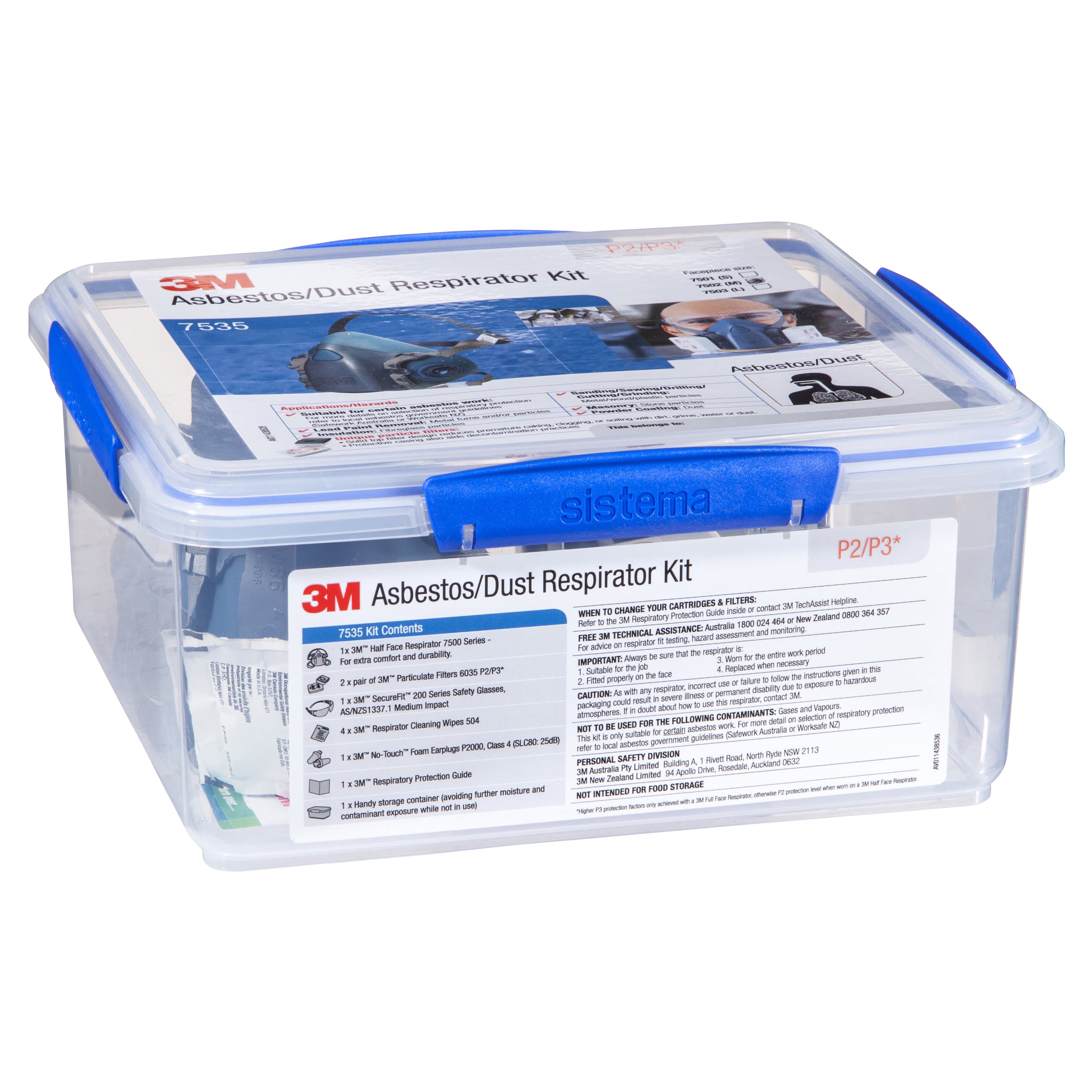 3M Asbestos/Dust Respirator Kit 7535, P2/P3, Medium