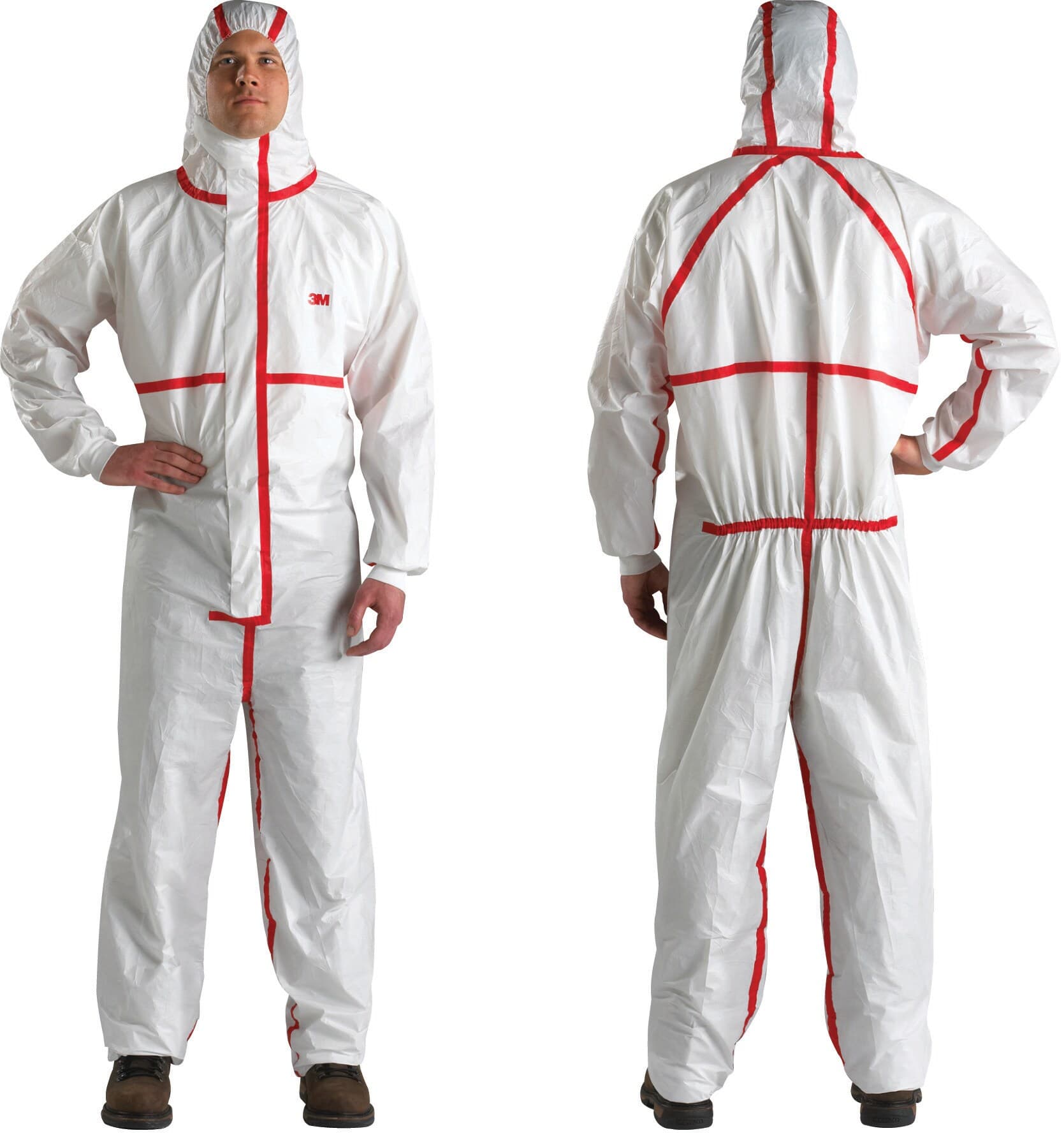 3M Protective Coverall 4565, White+Red, Extra Large, 1/EA