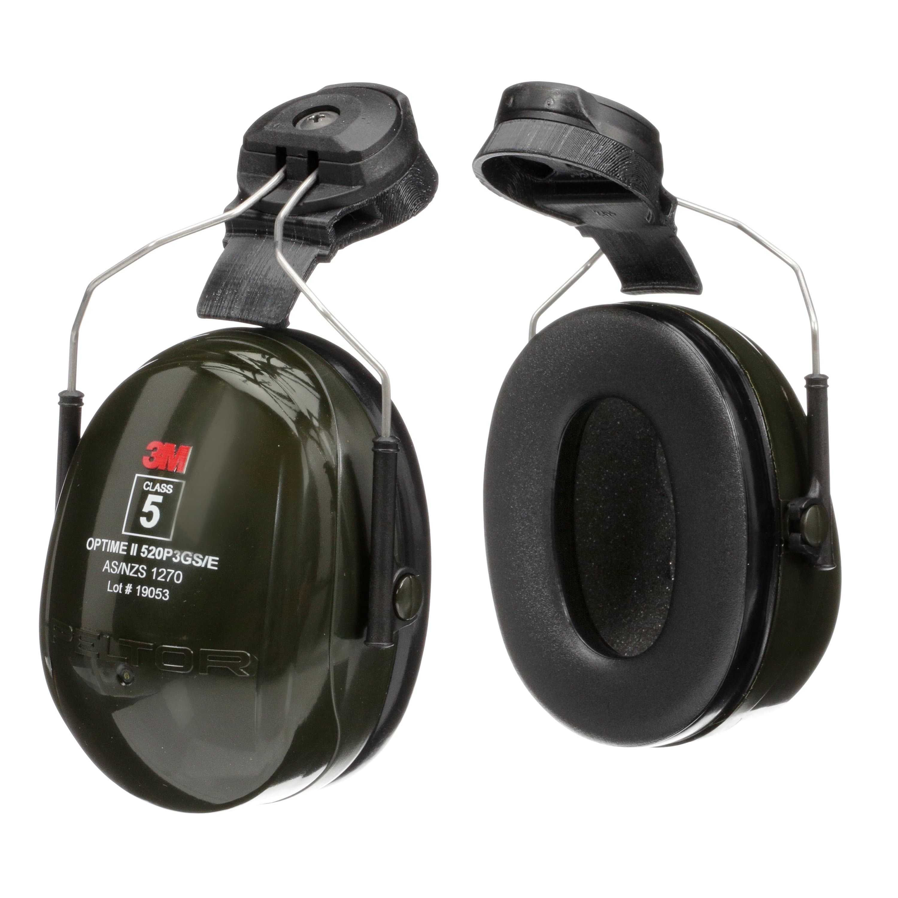 3M PELTOR Optime II Helmet Attach Earmuff H520P3GS/E, Green, Class 5 SLC80 29dB, 10 ea/Case