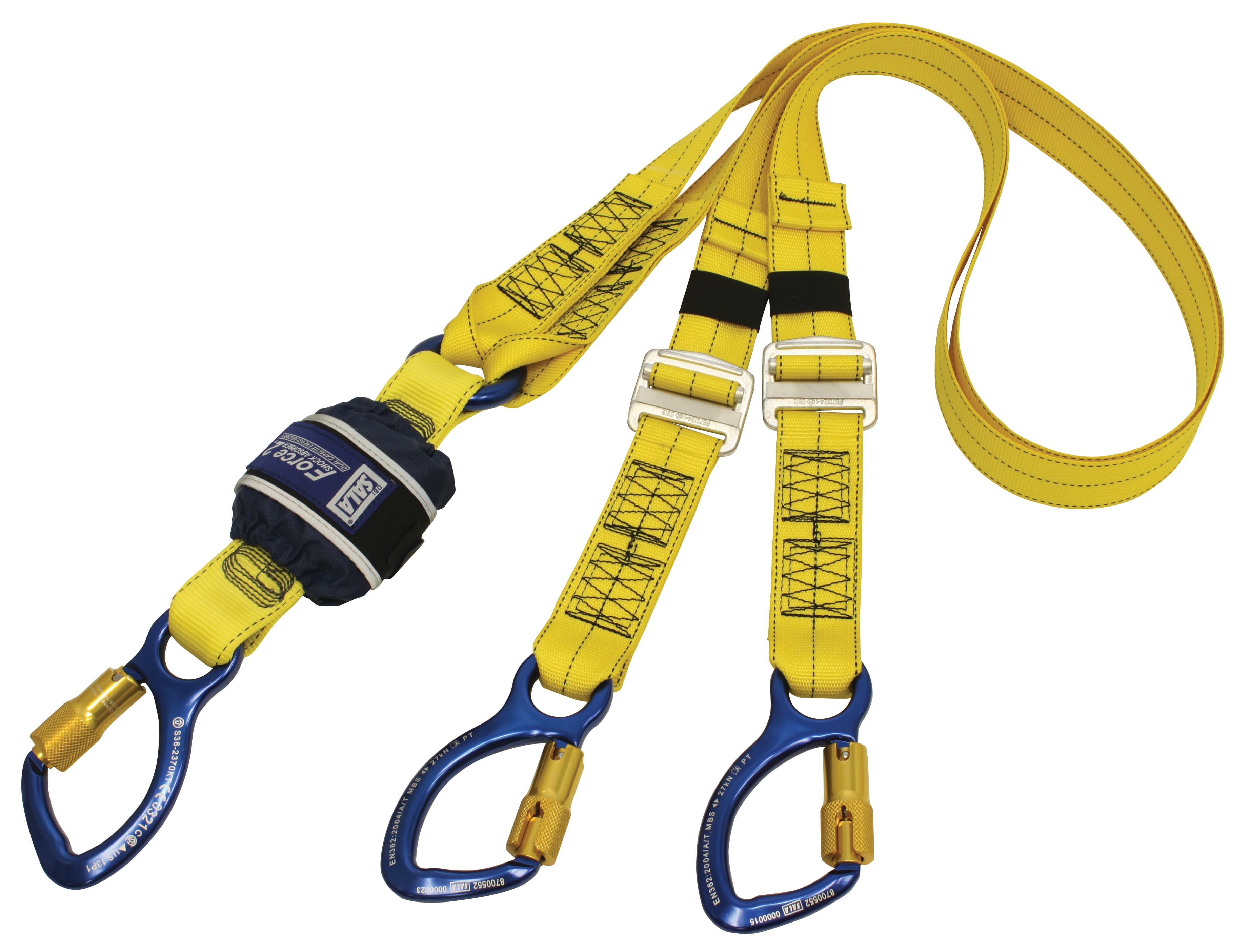 Force2 Shock Absorbing Lanyards Webbing Double Tail Adjustable 2.0m overall length - alt3 (Z13206161)