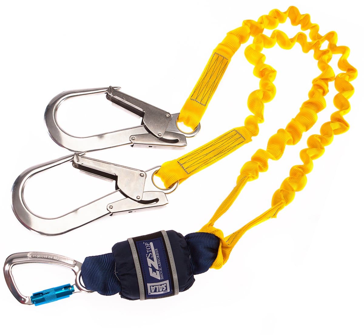 1.2m 3M DBI-SALA EZSTOP Twin Webbed Elasticated Y Lanyard with Double Scaff Hooks