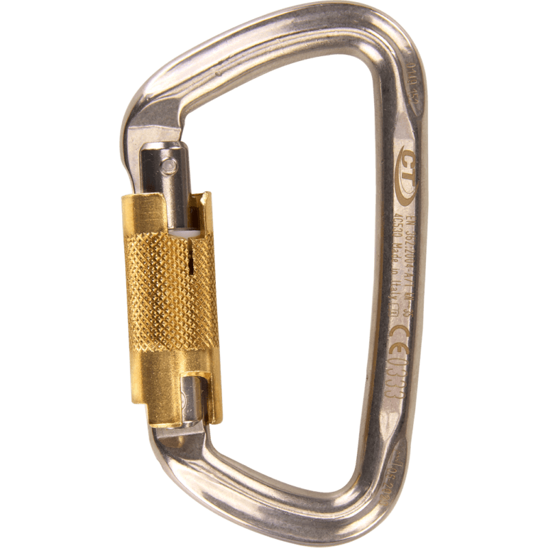 Climbing Technology Stainless Steel D-Shape TG 35kN Karabner, 19mm Gate