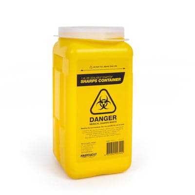 FastAid Sharps Container, Plastic, 1.4L, Yellow