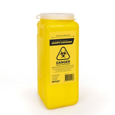 FastAid Sharps Container, Plastic, 1.8L, Yellow